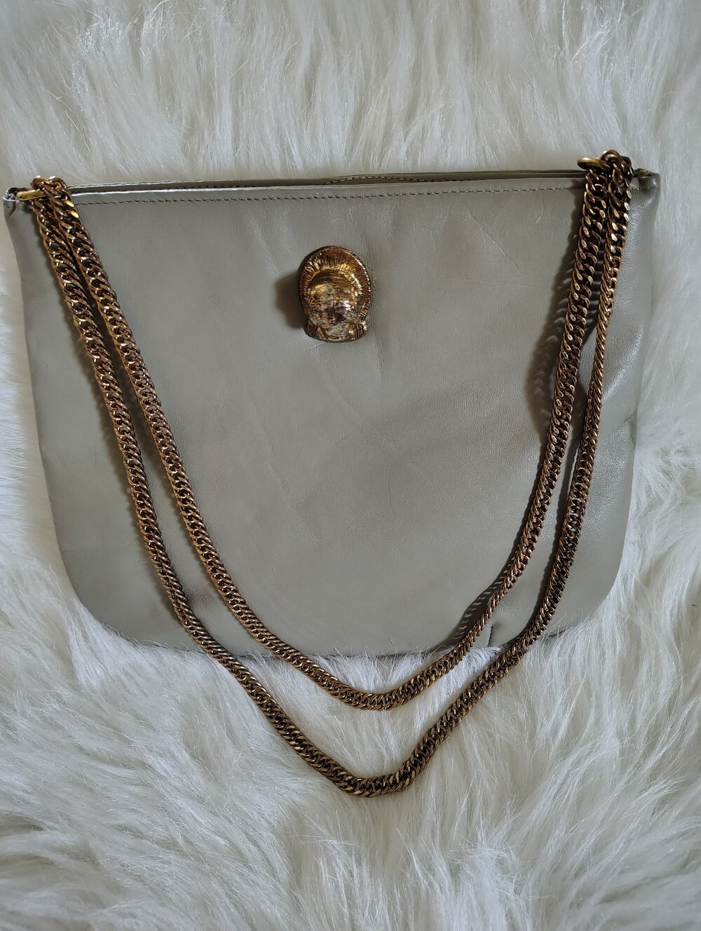 Vtg. Ruth E. Saltz Taupe Leather Shoulder "Cougar Bag" Never Been Carried.